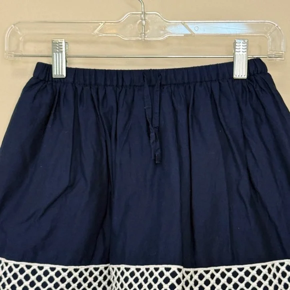 Crewcuts: Navy Blue Lattice Embroidered Cotton Skirt, Size 10 - Picture 2 of 8